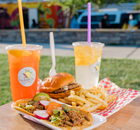 food and drinks from a food truck event