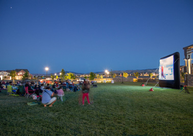 movie being shown in the park