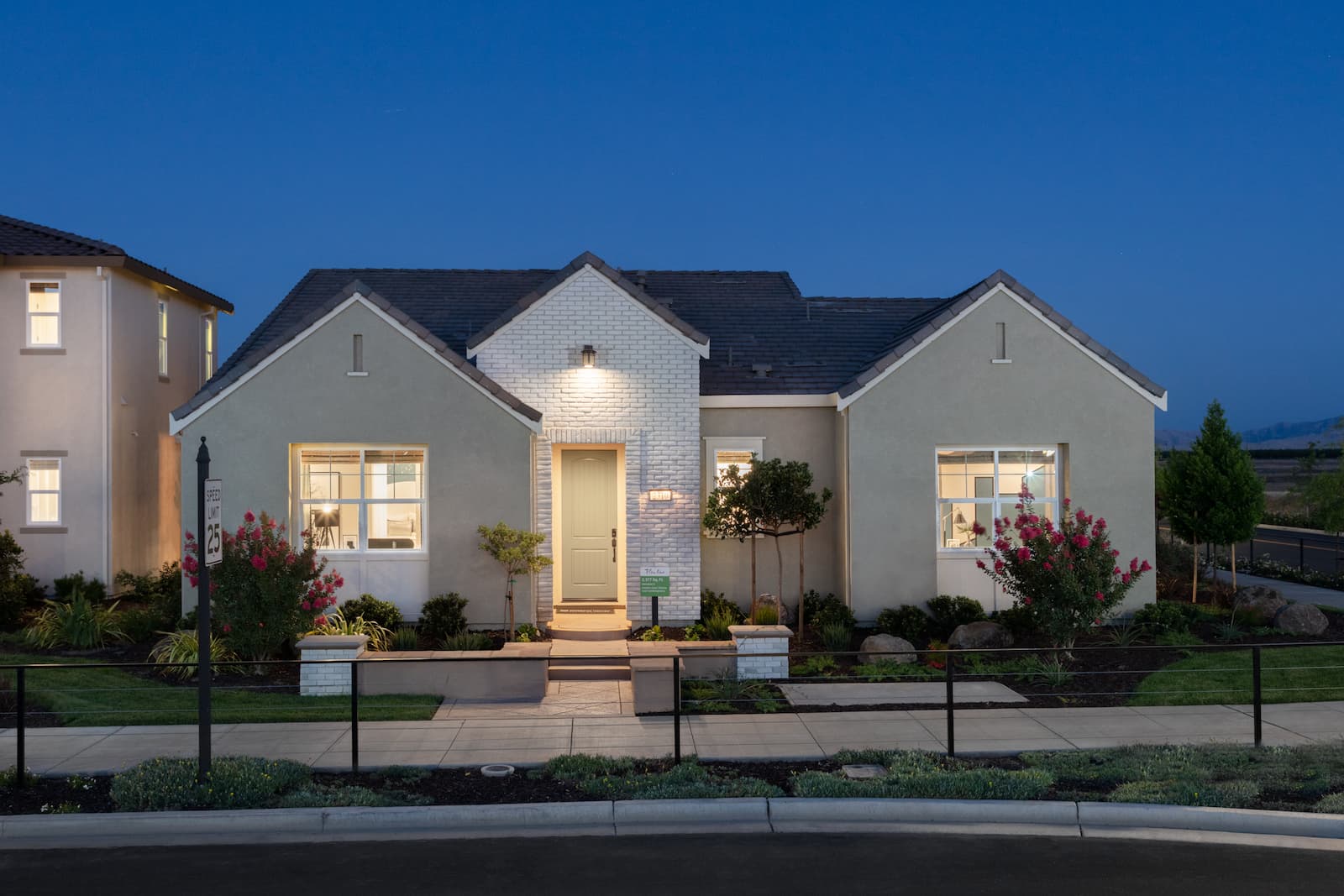 exterior at dusk of Stanford Plan 1 at Ellis in Tracy, CA